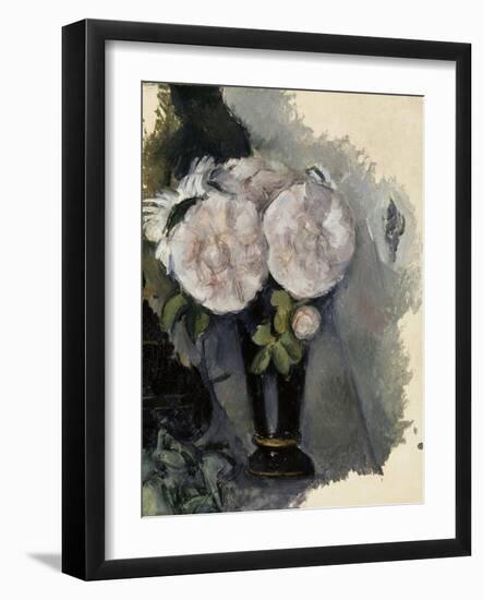 Fleurs dans un vase bleu-Paul Cézanne-Framed Giclee Print