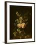 Fleurs dans un vase de verre sur une console de marbre-null-Framed Giclee Print