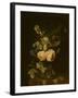 Fleurs dans un vase de verre sur une console de marbre-null-Framed Giclee Print