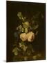 Fleurs dans un vase de verre sur une console de marbre-null-Mounted Giclee Print