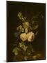 Fleurs dans un vase de verre sur une console de marbre-null-Mounted Giclee Print