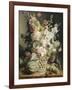 Fleurs et fruits dans une corbeille d'osier-Antoine Berjon-Framed Giclee Print