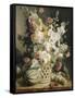Fleurs et fruits dans une corbeille d'osier-Antoine Berjon-Framed Stretched Canvas