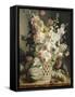 Fleurs et fruits dans une corbeille d'osier-Antoine Berjon-Framed Stretched Canvas