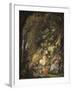 Fleurs, fruits, oiseaux et insectes dans un paysage avec ruines-Abraham Mignon-Framed Giclee Print