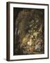 Fleurs, fruits, oiseaux et insectes dans un paysage avec ruines-Abraham Mignon-Framed Giclee Print