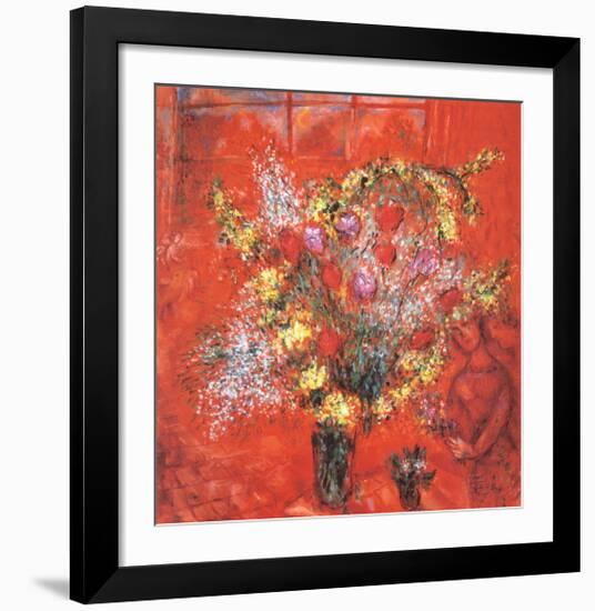 Fleurs Sur Fond Rouge, c.1970-Marc Chagall-Framed Art Print