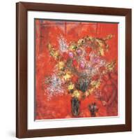 Fleurs Sur Fond Rouge, c.1970-Marc Chagall-Framed Art Print