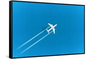 Flight Af Modern Aircraft above the Blue Sea. 3D Vector Illustration-tovovan-Framed Stretched Canvas