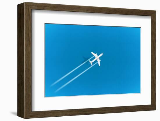 Flight Af Modern Aircraft above the Blue Sea. 3D Vector Illustration-tovovan-Framed Photographic Print