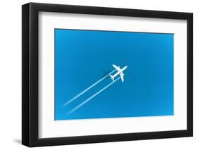 Flight Af Modern Aircraft above the Blue Sea. 3D Vector Illustration-tovovan-Framed Photographic Print