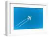 Flight Af Modern Aircraft above the Blue Sea. 3D Vector Illustration-tovovan-Framed Photographic Print