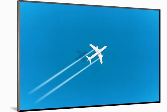 Flight Af Modern Aircraft above the Blue Sea. 3D Vector Illustration-tovovan-Mounted Photographic Print