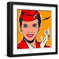 Flight attendant red-Bruno Pozzo-Framed Art Print