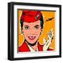 Flight attendant red-Bruno Pozzo-Framed Art Print