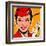 Flight attendant red-Bruno Pozzo-Framed Art Print