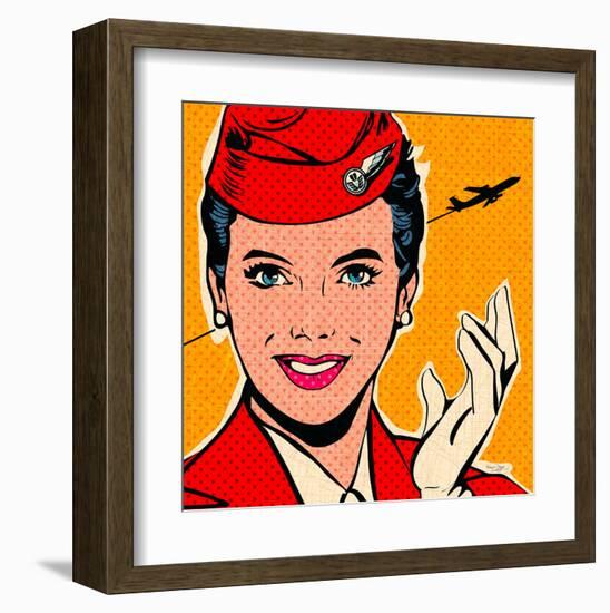 Flight attendant red-Bruno Pozzo-Framed Art Print