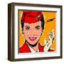 Flight attendant red-Bruno Pozzo-Framed Art Print