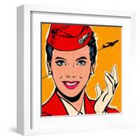 Flight attendant red-Bruno Pozzo-Framed Art Print