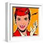 Flight attendant red-Bruno Pozzo-Framed Art Print