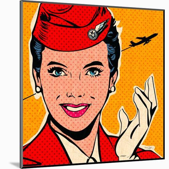 Flight attendant red-Bruno Pozzo-Mounted Art Print