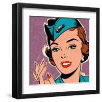 Flight attendant turquoise-Bruno Pozzo-Framed Art Print