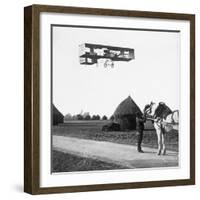 Flight by Henri Farman (1874-1958) from Chalons to Reims, 1908-null-Framed Giclee Print