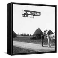 Flight by Henri Farman (1874-1958) from Chalons to Reims, 1908-null-Framed Stretched Canvas