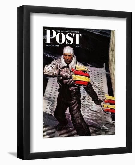 "Flight Controller on Aircraft Carrier," Saturday Evening Post Cover, June 12, 1943-Mead Schaeffer-Framed Premium Giclee Print