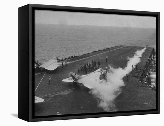 Flight Deck of the Uss Saratoga-Ed Clark-Framed Stretched Canvas