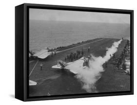 Flight Deck of the Uss Saratoga-Ed Clark-Framed Stretched Canvas