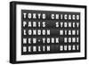 Flight Destination, Information Display Board Named World Cities Tokyo, Chicago, Paris, Sydney, Lon-cherkas-Framed Art Print