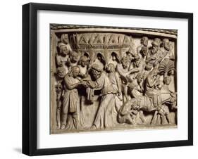 Flight into Egypt, Scene from the Life of Christ, Panel on the Pulpit in the Cathedral of Pisa-Giovanni Pisano-Framed Giclee Print