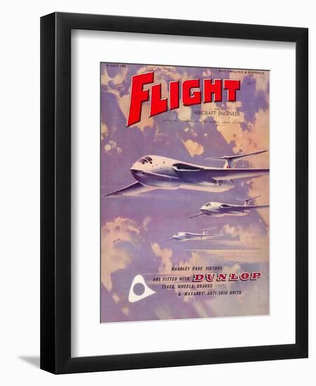 Flight' magazine cover - Handley Page Victors, 1957-Laurence Fish-Framed Giclee Print