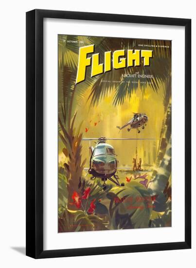 Flight' magazine cover - Helicopter Landing Gear, 1955-Laurence Fish-Framed Giclee Print