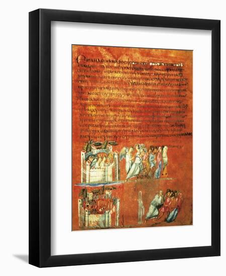 Flight of Loth and the Destruction of Sodom, Miniature from Genesis of Vienna-null-Framed Giclee Print