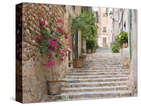 Flight of Steps in the Heart of the Village Fornalutx Near Soller, Mallorca, Balearic Islands, Spai-Ruth Tomlinson-Stretched Canvas