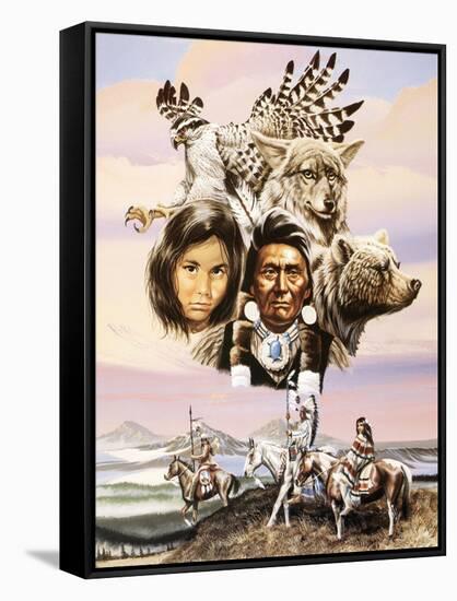 Flight of the Tribe-Unknown ampel-Framed Stretched Canvas