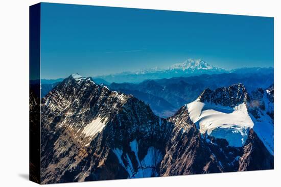 Flightseeing through peaks of Mt. Denali and the Alaskan mountain range, Alaska, USA, North America-Laura Grier-Stretched Canvas