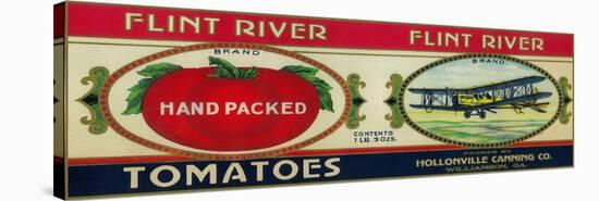 Flint River Tomato Label - Williamson, GA-Lantern Press-Stretched Canvas