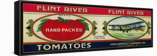 Flint River Tomato Label - Williamson, GA-Lantern Press-Framed Stretched Canvas