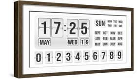 Flip Clock. Countdown Mechanical Timer with Hour Date Month Indicators, Analog Time Board Display W-Tetiana Lazunova-Framed Photographic Print