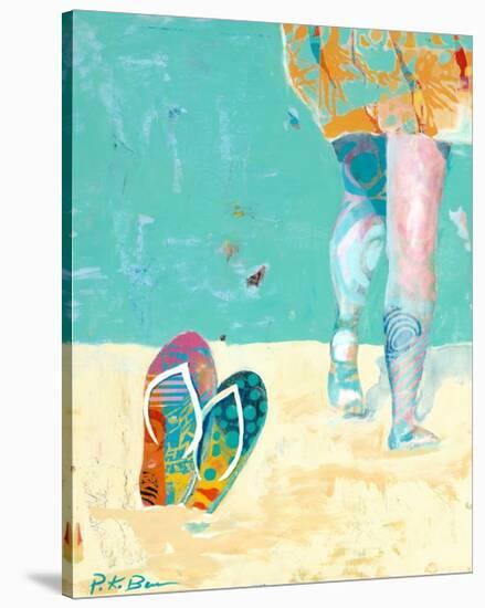 Flip Flops on the Beach-Pamela K. Beer-Stretched Canvas