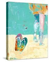 Flip Flops on the Beach-Pamela K. Beer-Stretched Canvas