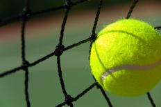 Bright Greenish, Yellow Tennis Ball on Freshly Painted Cement Court-flippo-Photographic Print