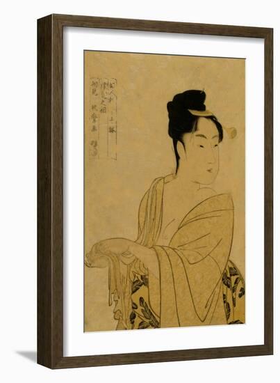 Flirtatious Lover-Kitagawa Utamaro-Framed Art Print