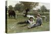 Flirting, 1896-Edouard Debat-Ponson-Stretched Canvas