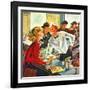 "Flirting Soda Jerk," October 11, 1947-Constantin Alajalov-Framed Giclee Print
