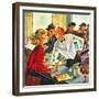 "Flirting Soda Jerk," October 11, 1947-Constantin Alajalov-Framed Giclee Print