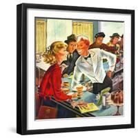 "Flirting Soda Jerk," October 11, 1947-Constantin Alajalov-Framed Giclee Print